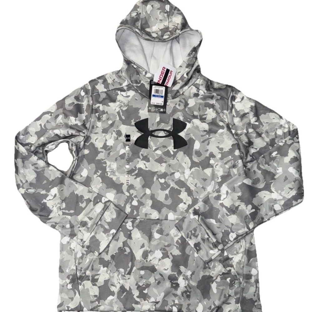 Under Armour Kids Camo Hoodie - White and Gray